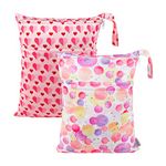 ALVABABY Wet Dry Bags with Two Zippered Pockets 2pcs Travel Beach Pool Daycare Soiled Baby Reusable Waterproof Yoga Gym Bag for Cloth Diaper Swimsuits Wet Clothes Setting Gifts LZ0102-CA