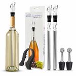 NefLaca 7-in-1 Premium Wine Cooling Stick Stainless Steel with 2 Sticks + Pourer + Foil Cutter + Bottle Stopper Suitable for Any Bottle Size Gift for Wine Lovers, CF10085