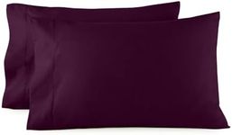 Whisper Organics Flannel Pillowcases Set of 2-100% Organic Cotton Pillow Cases - Envelope Enclosure Type Pillowcase Set - GOTS Certified Pillow Cases Flannel - Aubergine, King