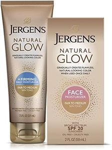 Jergens Natural Glow Gradual Glow, Daily Moisturizer +Firming and Face Moisturizer with SPF 20, Fair to Medium