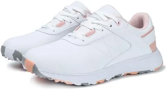 WOLFWAY Women's Spikeless Golf Shoes Waterproof Wears Ladies Golf Sport Sneakers Training Walking Shoe Size 9 (Pink 41)