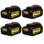 4 Pack 18V 5.0Ah Replacement Battery for Dewalt DCB184 DCB184B-XJ DCB180 DCB181 DCB182 DCB183 DCB185 18V XR Power Tool Lithium-Ion Battery Slide With LED Indicator