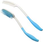 Kesywale Long Reach Handled Comb and Hair Brush Set for Elderly and Hand-Disabled People, Not Need to Lift Hand (Blue)