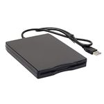 USB Portable Diskette Drive 1.44Mb 3.5" 12 Mbps USB External Portable Floppy Disk Drive for Laptop and PC- Black