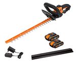 Worx WG261E.1 20V Cordless Hedge Trimmer, 45cm Dual-Action Blades, with 2 x 2.0Ah Batteries and Charger