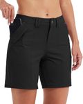 Willit Women's Golf Hiking Shorts 7" Quick Dry Athletic Shorts Casual Summer Shorts with Pockets Water Resistant Black 12