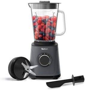 Tefal PerfectMix High-Speed Blender, 2L Glass Jar, 1200W, Powerful Powelix Blades, Soups, Smoothies, Sauces, Dips, Removable Blades, Grey, BL771BG0