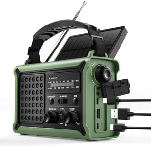 Emergency Weather Radio with Solar & Crank Power – AM/FM/NOAA, LED Flashlight, Reading Light, USB Charging & SOS – Survival Gear for Power Outages & Storms