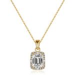1-1.2ct Moissanite Halo Necklace for Women, Brilliant D Color VVS1 Clarity Brilliant Cut Lab Created Diamond Necklace 18K White Yellow Rose Gold Vermeil Moissanite Pendant Necklace for Women Mom Wife