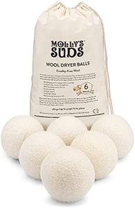 Molly's Suds Wool Dryer Balls | XL, Premium Organic Fabric Softener, Hypoallergenic, Hand-Felted, Reusable, Reduce Drying Time | White, Set of 6