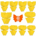 USKICH 48PCS Fruit Fly Sticky Traps, Fungus Gnat Traps Insect Trap for Plants Kitchen Indoor and Outdoor（48 Lemon Yellow ）