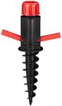 Relaxdays Parasol Ground Anchor, Screw-In Holder with Grips, Umbrella Spiked Stand, 19-32 mm, Camping, Beach, Black/Red