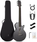 Enya Nova Go SP1 Acoustic Electric Beginner Guitar Set Carbon Fibre Black with Smart AcousticPlus Pickup Charging Cable Audio Cable Gig Bag for Children Adults School Home Travel