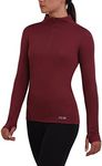 TCA Women’s Cloud Fleece ¼ Zip Thermal Running Top with Zip Pocket - Cabernet, M