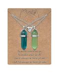 El Regalo 2Pcs/Set Crystal BFF Best Friend Magnetic Couple Matching Split Heart Pendant Necklaces for Besties/Couples - Valentines Day Gift (Green Shades) For Unisex Adult