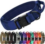 Joytale Tactical Dog Collar with Handle, Heavy Duty Military Dog Collar with 2 Patches for Training, Adjustable Tactical Collars for XLarge Dogs, Navyblue, XL