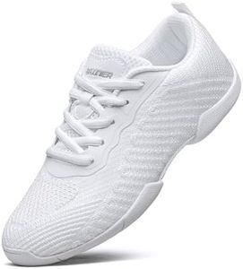 TUOTOM White Cheer Shoes for Girls Youth Cheer Competition Dance Sneakers Breathable Athletic Training Tennis 4 Big Kid