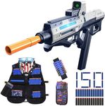 SOFITEN Automatic Toy Foam Blaster Gun Realistic Soft Bullet Toy Gun High Speed Electric Sniper Rifle with Tactical Vest Shooting Toy Games Xmas Gifts for Boys Adult Age 8+ (2 Clips & 150 Soft Darts)