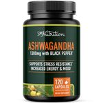 Ashwagandha Supplement 1300mg | Increase Energy & Resistance to Stress | Adaptogen from Ashwagandha Root Powder with Black Pepper | Used in Herbal Medicine | Non-GMO | 120ct