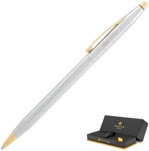 Personalized Cross Pen | Engraved Cross Classic Century Medalist Ballpoint Pen, Chrome and 23 Karat Gold Plated Trim 3302. Personalized Cross Gift Pen.