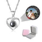 wikkeny Personalized Photo Projection Necklace, 925 Sterling Silver Custom Name I Love You 100 Languages Pendant Jewelry Gifts Women Girls-silver