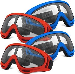 POKONBOY 4 Pack Protective Goggles Safety Glasses Eyewear Compatible with Nerf Guns for Kids Teens Game Battle (Red Blue)