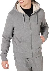 Amazon Essentials Men's Sherpa-Lined Full-Zip Hooded Fleece Sweatshirt, Light Grey Heather, XX-Large