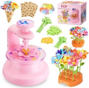 Hamdol DIY Bouquet Craft Kit for Girls Ages 4-8, Fabric Making Set, Educational Toy for Kids 5 6 7 8, Preschool Arts & Crafts Birthday Gift - Pink