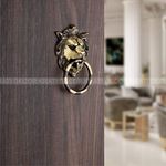 Kratidecor Lion Mouth Brass Home Decor | Door Decor | Door Knocker with Antique Finish (Antique Brass)