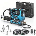 Seesii 12000PSI Electric Grease Gun: 3 Speed Control Battery Powered Grease Gun Cordless with 2 Batteries, Brushless Motor, 48” Long Hose, 90 Degree Coupler & LED Light for Heavy Duty Equipment