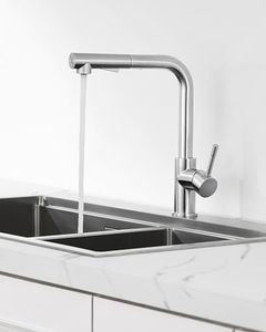 ANYCEE Rubinetto Cucina, Miscelatore Cucina girevole a 360° per estraibile, Rubinetto Lavello Cucina con Doccetta, Rubinetto Spazzolato