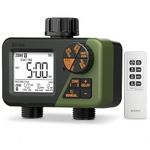 Diivoo RF Remote Controlled Water Timer 2 Zone, Programmable Water Hose Timers 2 Outlet with Large Display, Rain Delay & Manual Watering, Irrigation Sprinkler Timer for Garden, Lawn, Yard