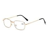 JoXiGo Reading Glasses Gold +2.0 for Men Women Metal Rectangular Frame with Comfort Spring Hinge + Glasses Strap