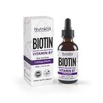 Nutroliq Biotin Liquid Drops - Vegan Vitamin B7 Dietary Supplement for Hair, Nail & Skin Health - Pure 12000mcg Biotin Drops for Hair Growth - Extra Strength Berry-Flavoured Vitamin H Serum - 60 ml