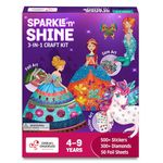 Chalk and Chuckles Art and Craft Kit, Sparkle & Shine Unicorn & Princess, Mess-Free Foil Art and Diamond Painting Set, Birthday Gift for Girls Ages 4,5,6,7,8,9 DIY Toys for Kids