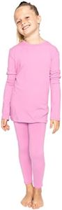 STRETCH IS COMFORT Girl's Long Sleeve Crew Neck and Leggings Set Light Pink Medium