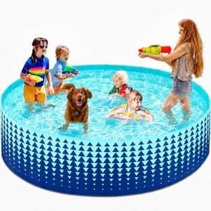 Jasonwell Foldable Dog Kiddie Pool - Hard Plastic Kids Paddling Pool Toddler Baby Swimming Pools for Backyard Collapsible Whelping Box Pet Doggie Cats Wading Pools Bathtub for Puppy Large Dogs 97In,G