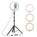 Boltove 10-Inch LED Ring Light with Adjustable Stand – Perfect for Photography, Makeup, and Live Streaming Dimmable Brightness, Color Temperature Control, and 360-Degree Rotation for Flawless Lighting