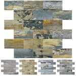 Art3d Peel and Stick Distressed Rustic Wood Panel 5-Pack of 13.5x11.4inches, for Kitchen Backsplash, Bathroom Decoration, Fireplace and Stair Riser Decal, Made of PVC Composite Laminate