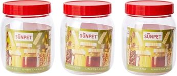 Sunpet J0500 Food Storage Canisters, Plastic, Red, 500 ml, Small, Pack of 3