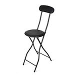 Albert Austin 1x Folding Bar Stool | Comfortable Padded Seat | High Back Kitchen Counter Breakfast Bar Desk Stool Chair | Lightweight And Portable | Fold Up Picnic Garden Party Stool Seat (Black)