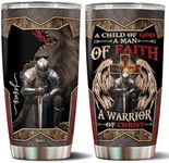 WONWIX A Child of God Man of Faith Warrior of Chirst Jesus Tumbler 20oz Stainless Steel Cups with Lid Travel Mug Coffee Cup Christian Gifts For Men Dad Husband Grandpa Christmas Birthday Fathers Day