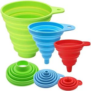 Funnels for Filling Bottles - Kitchen Funnel, Funnels for Kitchen Use, Food Grade Silicone Collapsible Funnel, Liquid, Powder Transfer (3 Pack)