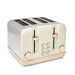 Haden Salcombe Cream Toaster 4 Slice - 6 Adjustable Browning Levels - Stainless Steel Housing - Defrost/Cancel/Reheat Functions - Self-centering Function - Easy to Use and Clean - 1900-2300W