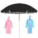 RAINPOPSON Garden Umbrella & 2 PCs Rain coat Outdoor Big Size Heavy Duty Garden Umbrella (42In) Patio Garden Outdoor Umbrella (42in) (Black)