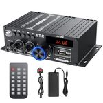 LiNKFOR Bluetooth 5.0 Mini Amplifier for Passive Speakers, 2x40W Stereo Amp for Home Audio, TV, PC & Ceiling Speakers, USB/SD/AUX/RCA Inputs, Remote Control, Compact Audio Receiver