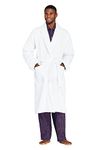 Lands' End Men's Turkish Terry Cloth Robe Calf Length with Pockets, White, Large