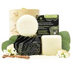 VIORI Hidden Waterfall Shampoo Bar, Conditioner Bar, and Bamboo Holder Set (Includes Bamboo) - Handcrafted with Longsheng Rice Water & Natural Ingredients - Sulfate-free, Paraben-free, 100% Vegan