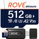 ROVE Ultimate Micro SD Card microSDXC 512GB Memory Card with USB 3.2 Type C Card Reader 170MB/s C10, U3, V30, 4K, A2 for Dash Cam, Android Smart Phones, Tablets, Games