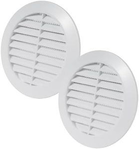 Vent Systems 2 pezzi 90 mm bianco copertura di ventilazione – prese d'aria rotonde – copertura griglia – protezione insetti integrata �– prese d'aria HVAC per bagno, ufficio, cucina